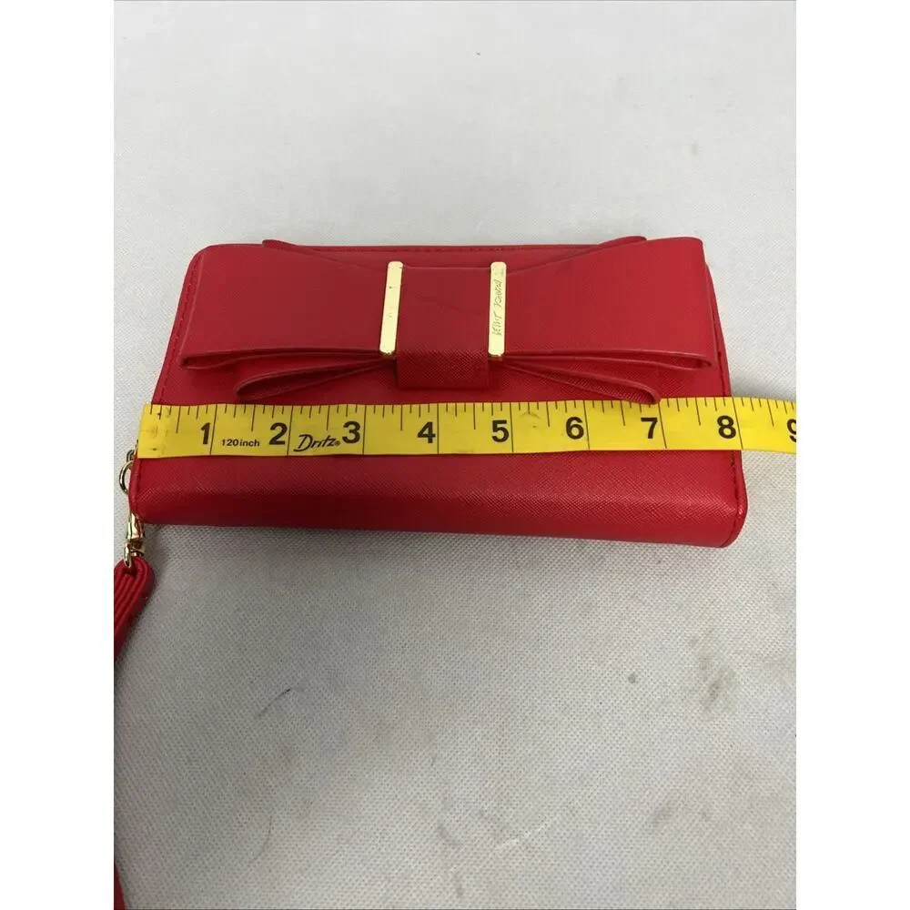 Betsey Johnson red zip around wristlet strap with bow